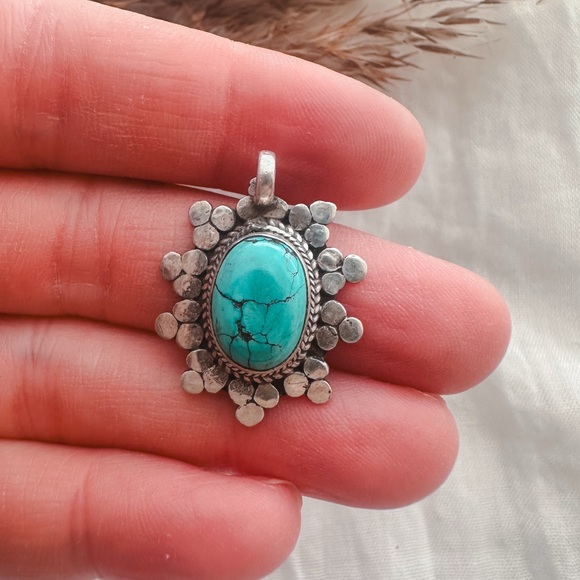 Vintage silver and turquoise pendant - Picture 3 of 4